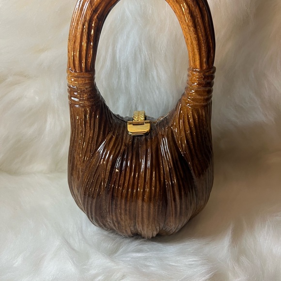 Timmy Woods of Beverly Hills Acacia Wood Handbag Purse 👜 🧡 - Picture 15 of 17